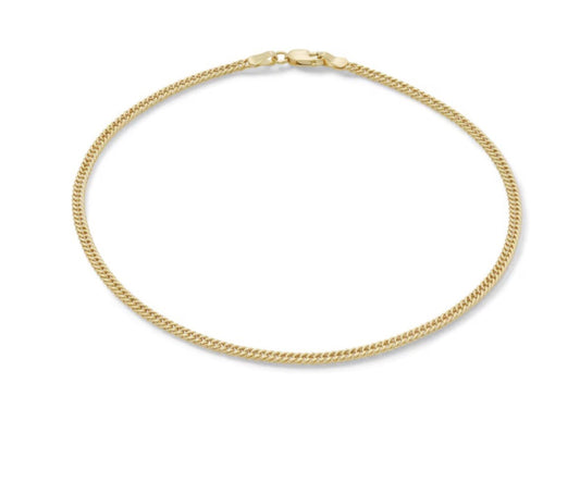 10K Gold Curb Chain Anklet - 10"