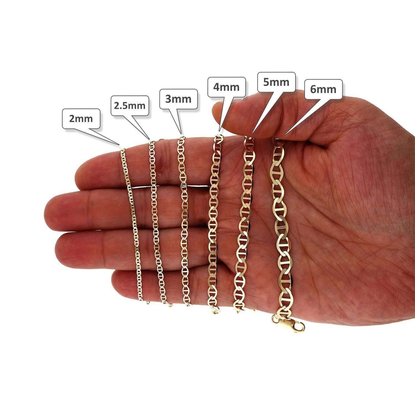 10K Yellow Gold 2mm-6mm Anchor Mariner Anklet (Solid Links) 10"