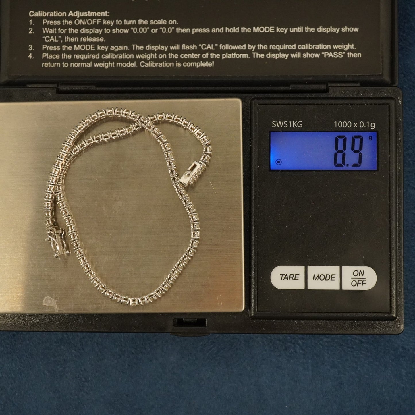 14K White Gold & Diamond Tennis Anklet 9" Approx 5.00 CTW -Free Ship USA