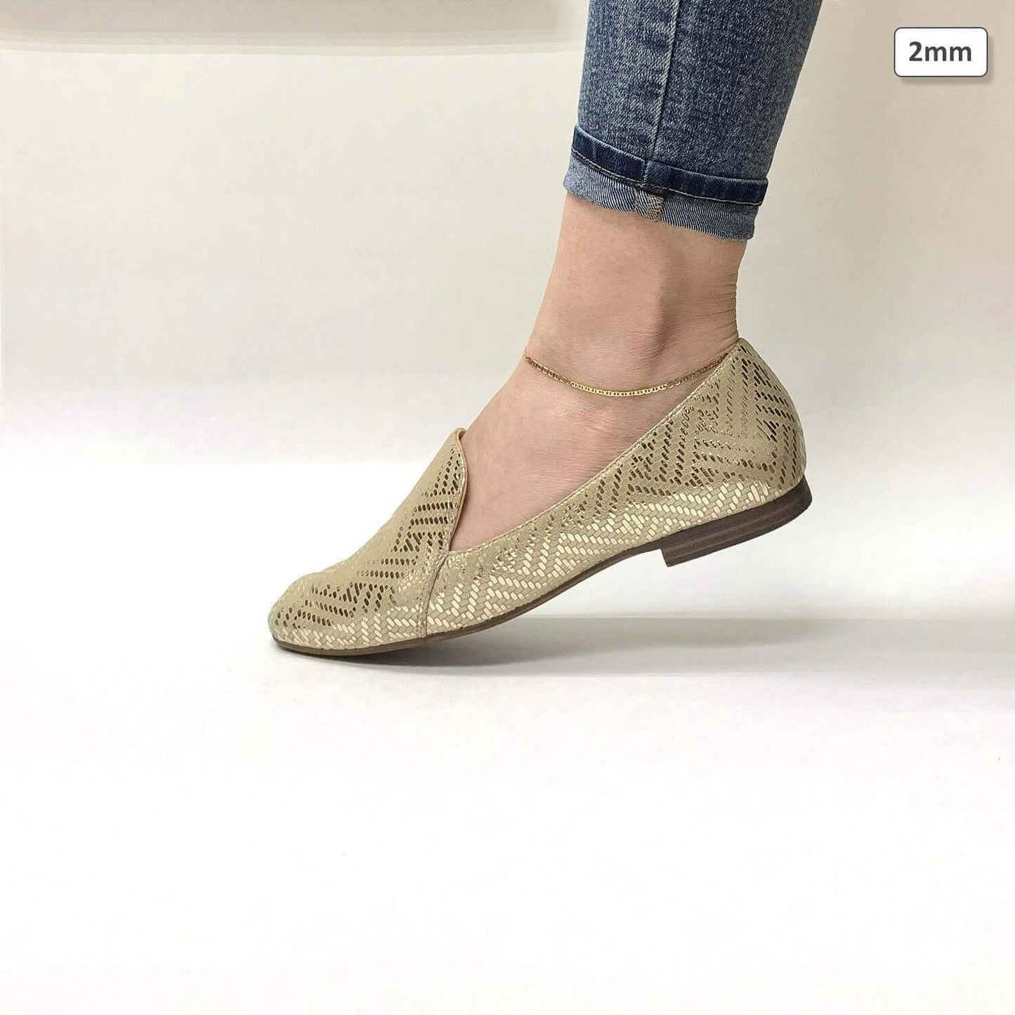 10K Yellow Gold 2mm-6mm Anchor Mariner Anklet (Solid Links) 10"