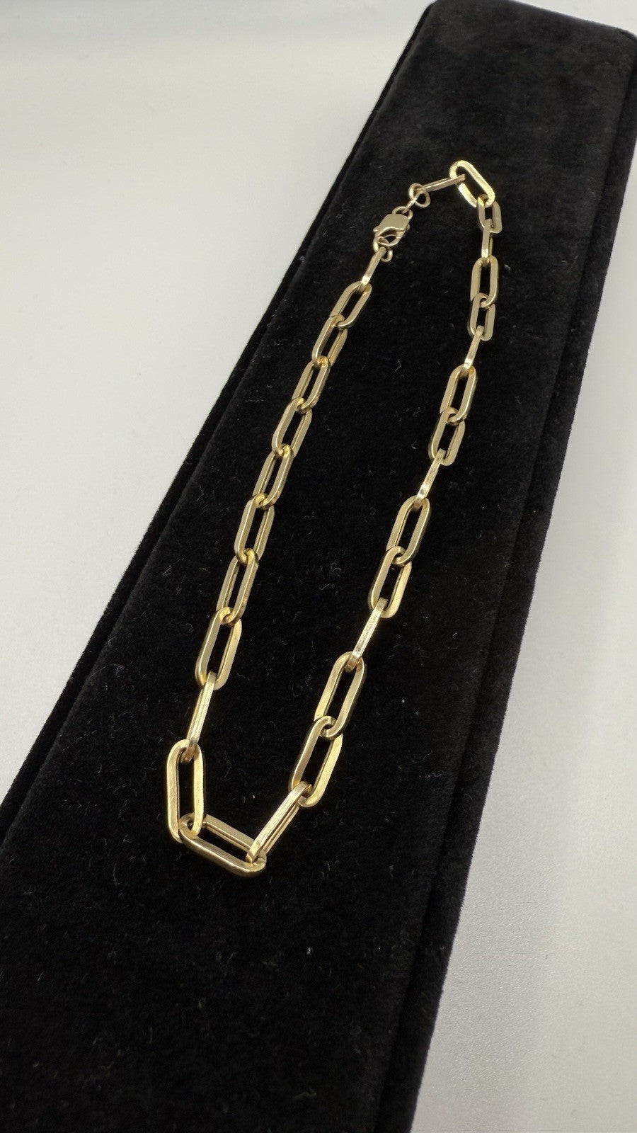 14K Yellow Gold Paperclip Anklet 10” Solid Links