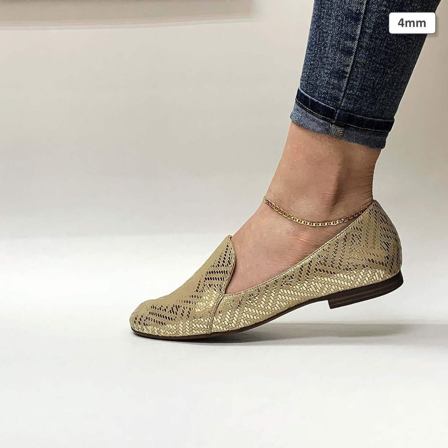 10K Yellow Gold 2mm-6mm Anchor Mariner Anklet (Solid Links) 10"