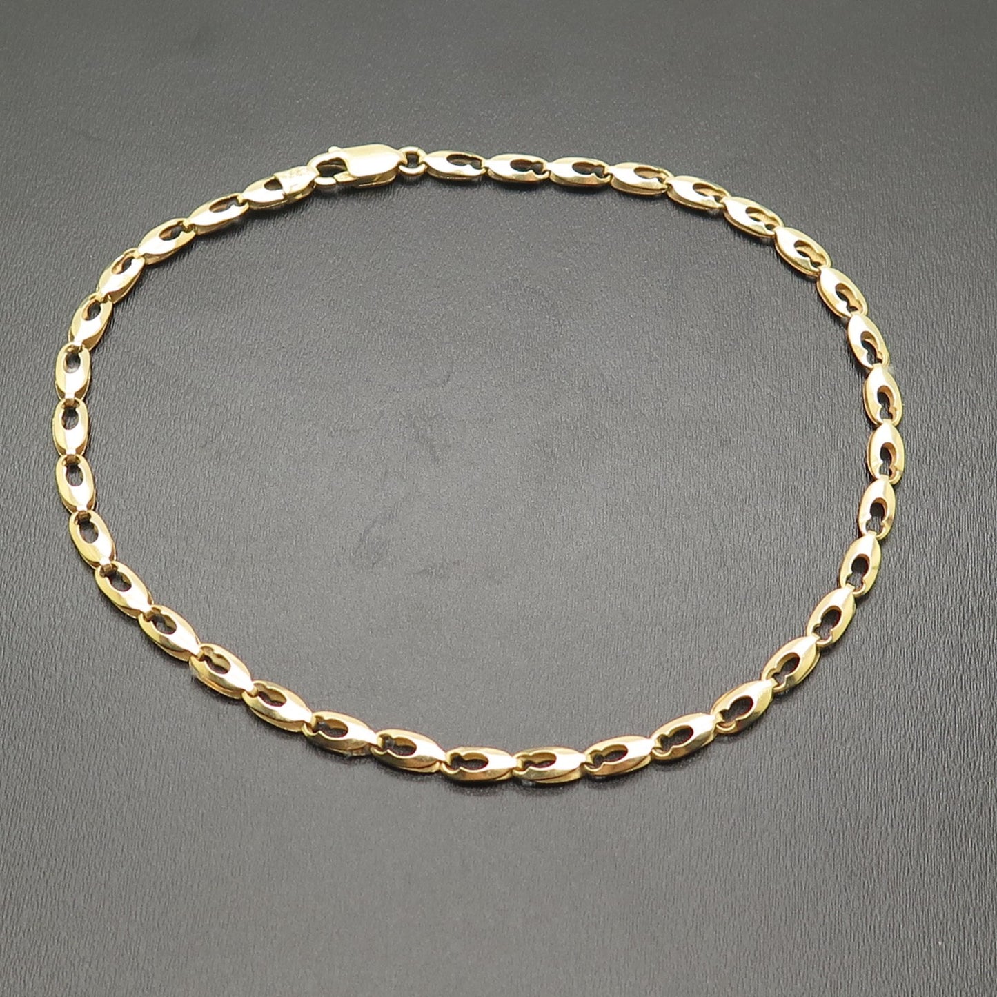 14K Yellow Gold 3.5mm Fancy Link Anklet 10”