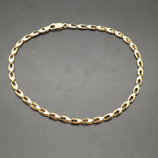 14K Yellow Gold 3.5mm Fancy Link Anklet 10”