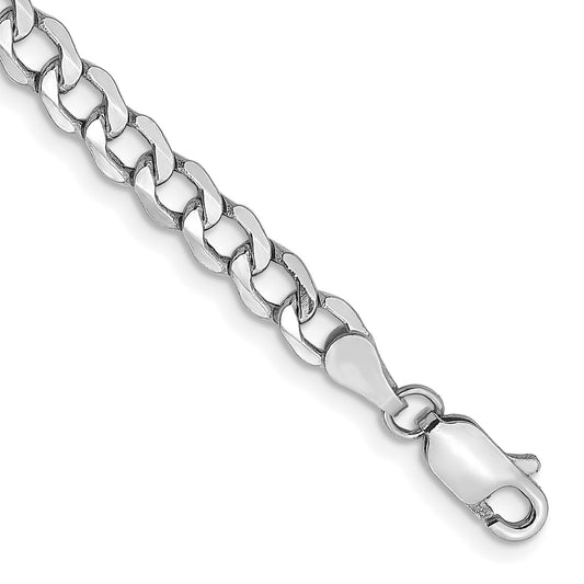 14k White Gold 4.3mm Semi-Solid Curb Chain Ankle Bracelet