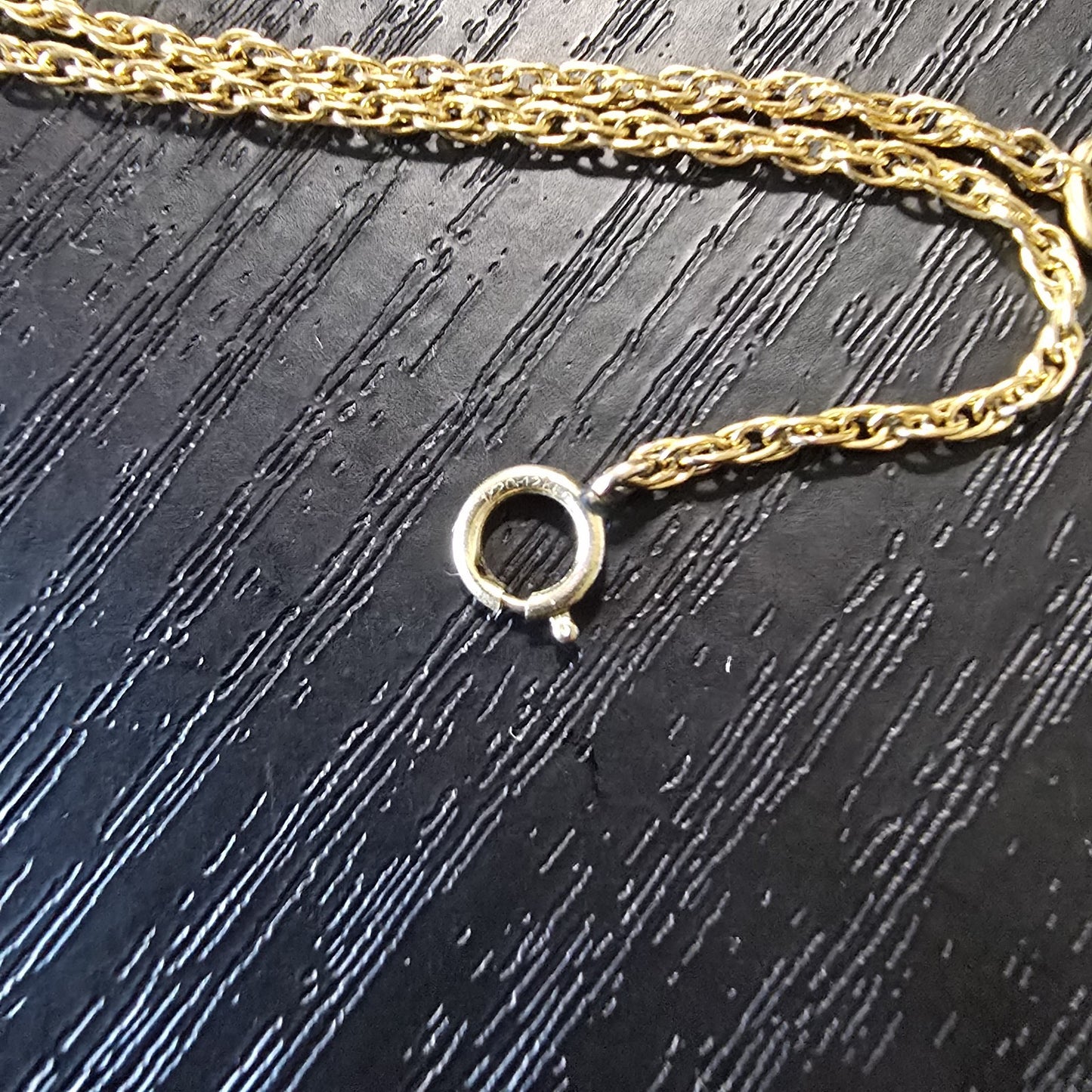 12K  Black Hills Gold Elegant Rose & Leaves Ankle Bracelet 9" GF Chain